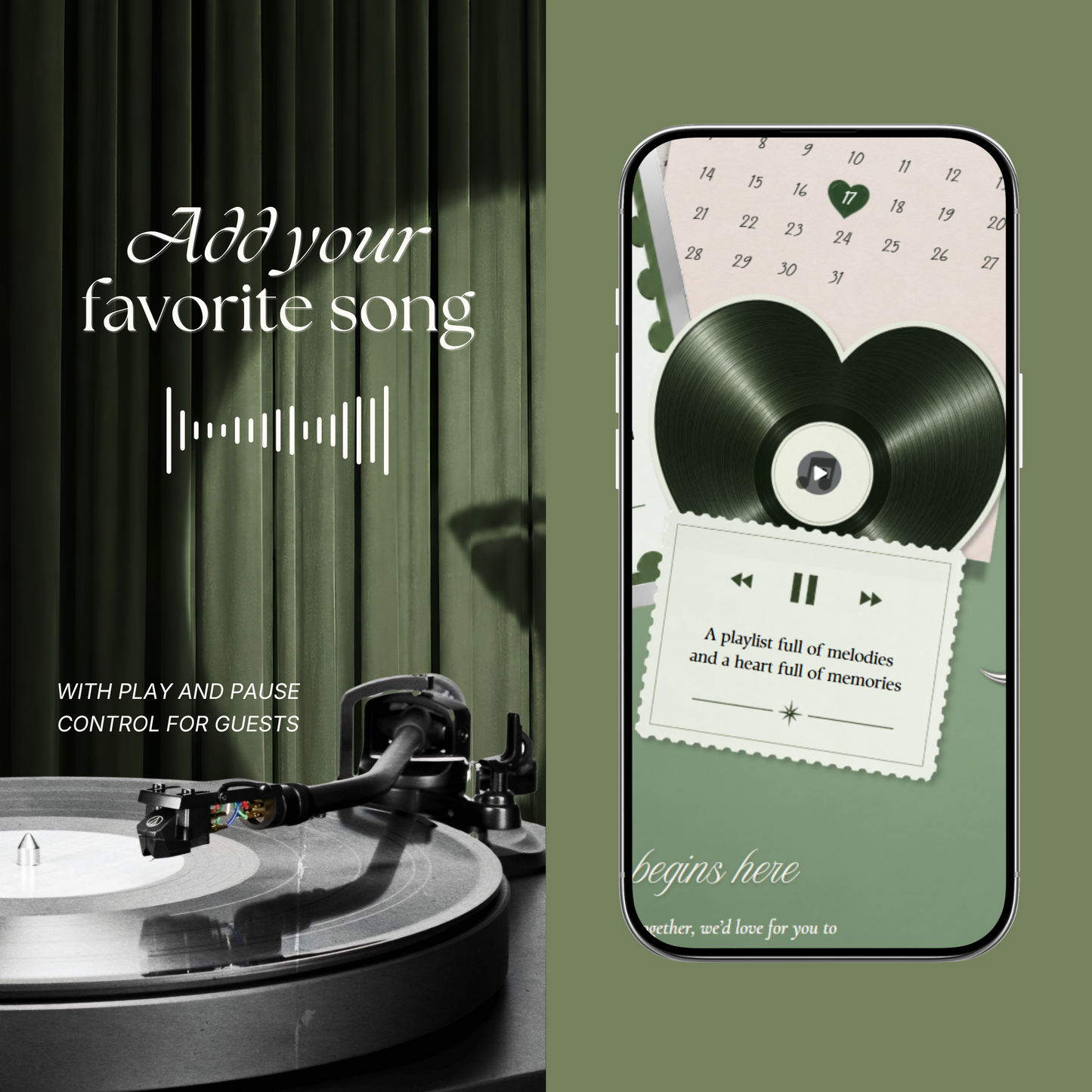 Sage Green Photo Booth Wedding Website Template | Modern Wedding Invitation with RSVP, Music and Countdown Timer | Instant Download