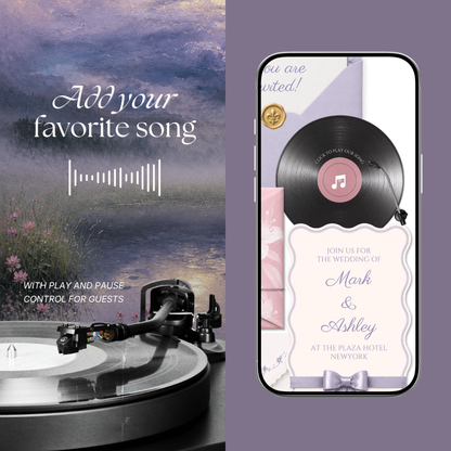 Pink Lilac Pastel Floral Wedding Website Template Canva | Wedding Invitation with RSVP, Music and Countdown Timer | Instant Download