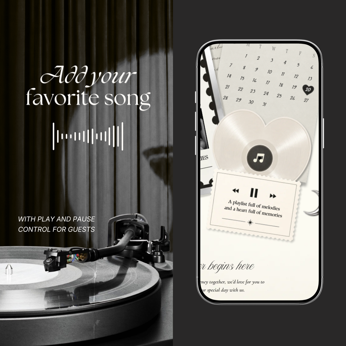 Ivory Photo Booth Wedding Website Template | Modern Wedding Invitation with RSVP, Music and Countdown Timer | Instant Download