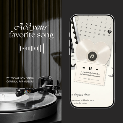 Ivory Photo Booth Wedding Website Template | Modern Wedding Invitation with RSVP, Music and Countdown Timer | Instant Download