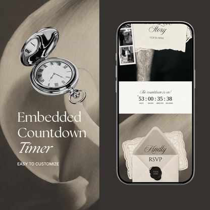 Ivory Minimal Wedding Website Template with RSVP, Music and Countdown Timer: Digital Wedding Template (Digital Download)