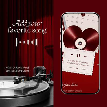 Burgundy Photo Booth Wedding Website Template | Modern Wedding Invitation with RSVP, Music and Countdown Timer | Instant Download