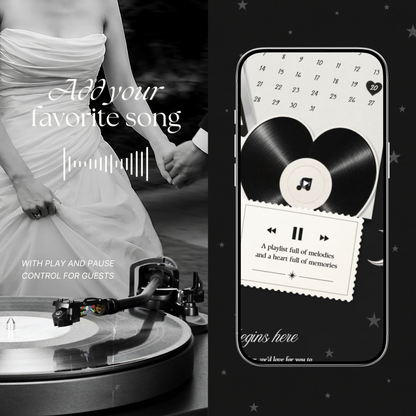 Black Photo Booth Wedding Website Template | Modern Wedding Invitation with RSVP, Music and Countdown Timer | Instant Download