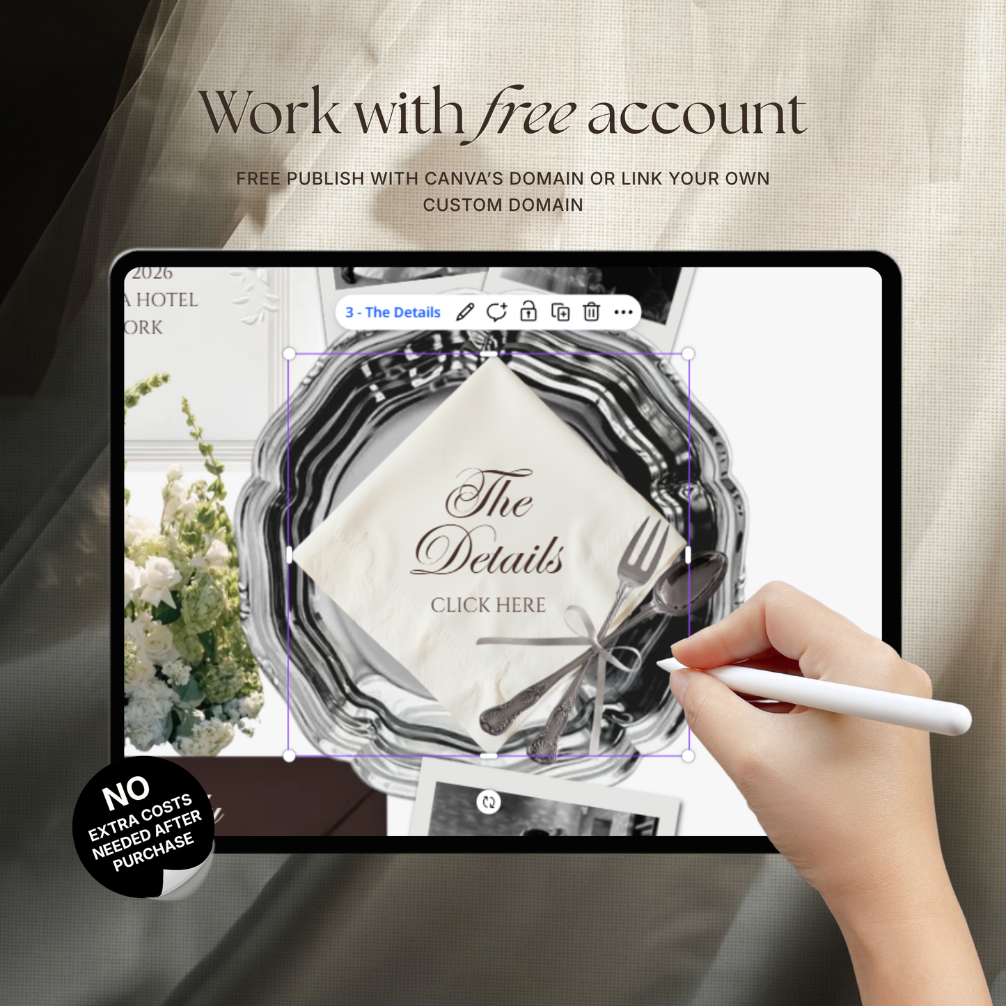 Brown & Ivory Floral Wedding Website Template with RSVP, Music and Countdown Timer: Editable Canva Website (Digital Download)