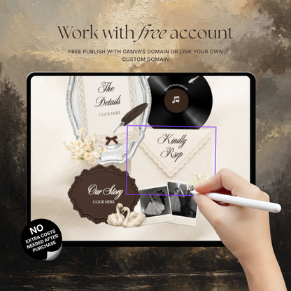 Old Money Wedding Website Template with RSVP , Music and Countdown Timer: Classic Lace Digital Wedding Invitation | Instant Download