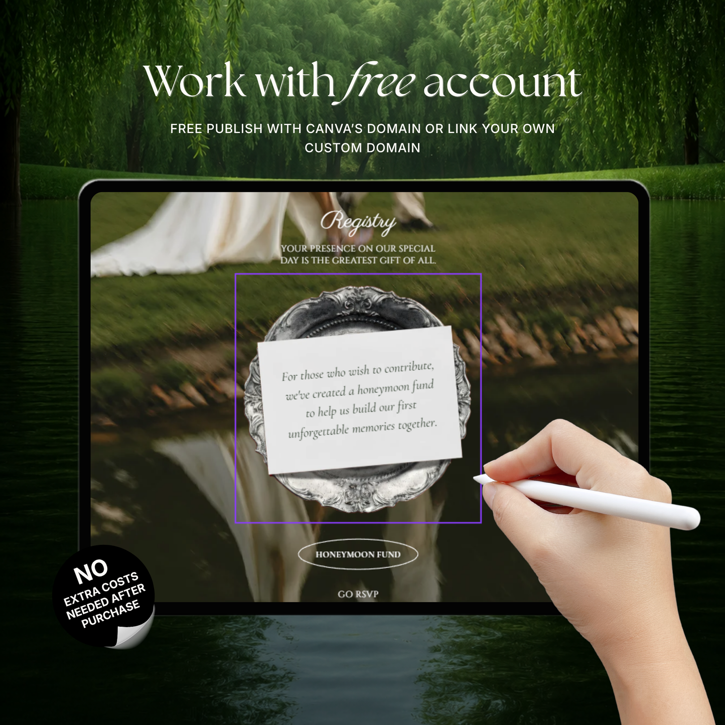 White & Green Wedding Website Template with RSVP, Music and Countdown Timer: Digital Wedding Template (Instant Download)