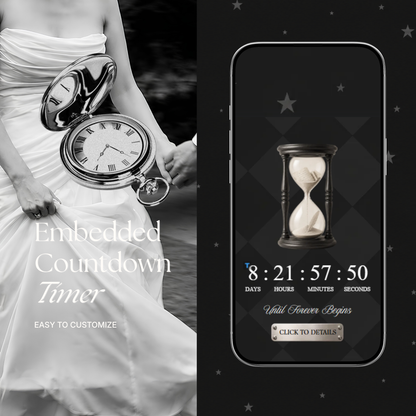 Black Photo Booth Wedding Website Template | Modern Wedding Invitation with RSVP, Music and Countdown Timer | Instant Download