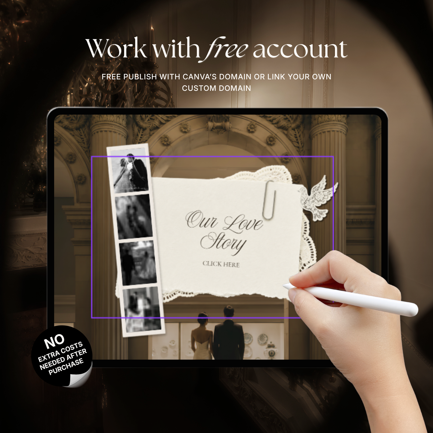 Ivory & Brown Old Money Wedding Website Template with RSVP, Music and Countdown Timer: Editable Canva Design (Digital Download)