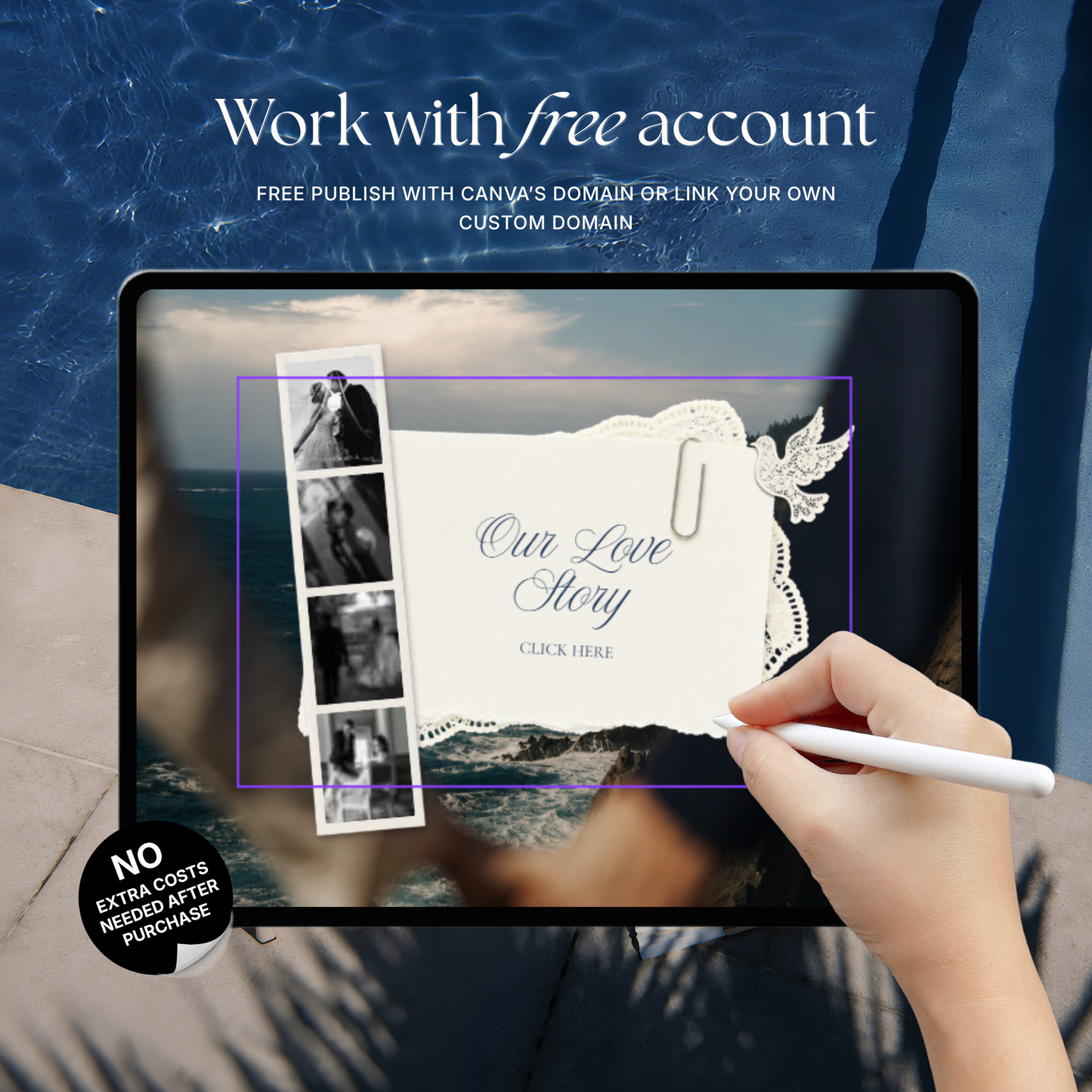 Navy & Dusty Blue Wedding Website Template with RSVP, Music and Countdown Timer: Website Wedding Template (Instant Download)