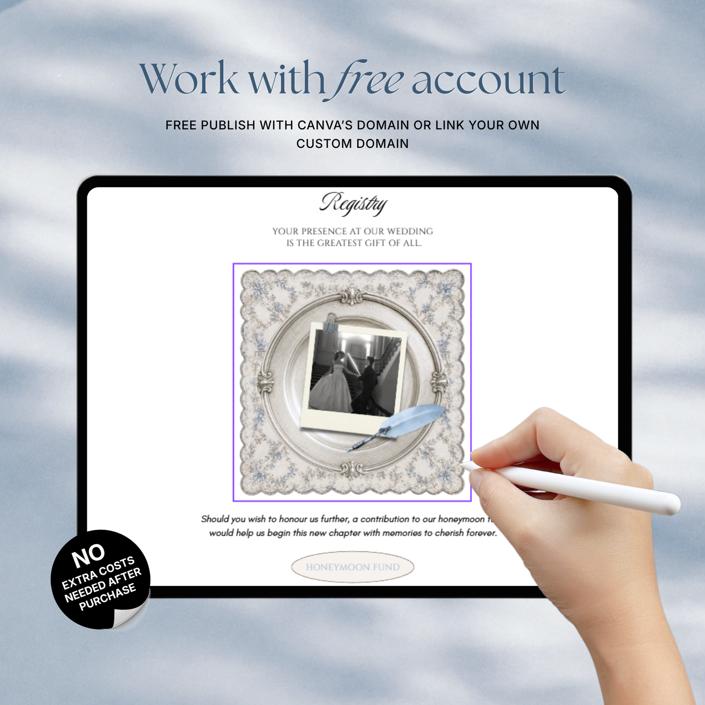 Brown & Dusty Blue Wedding Website Template with RSVP, Music and Countdown Timer: Classic Floral Digital Invitation (Digital Download)