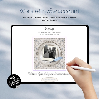 Brown & Dusty Blue Wedding Website Template with RSVP, Music and Countdown Timer: Classic Floral Digital Invitation (Digital Download)