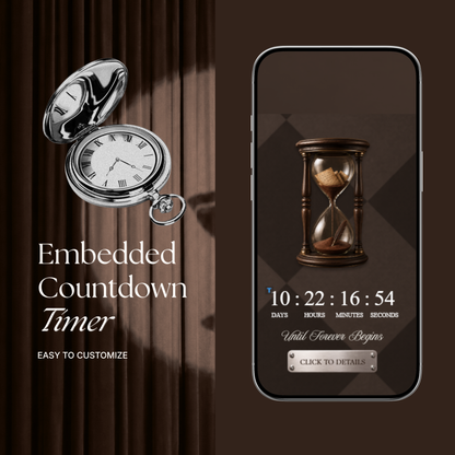 Brown Photo Booth Wedding Website Template | Modern Wedding Invitation with RSVP, Music and Countdown Timer | Instant Download