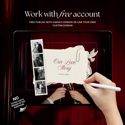 Burgundy & Ivory Wedding Website Template with RSVP, Music and Countdown Timer: Digital Wedding Template (Digital Download)