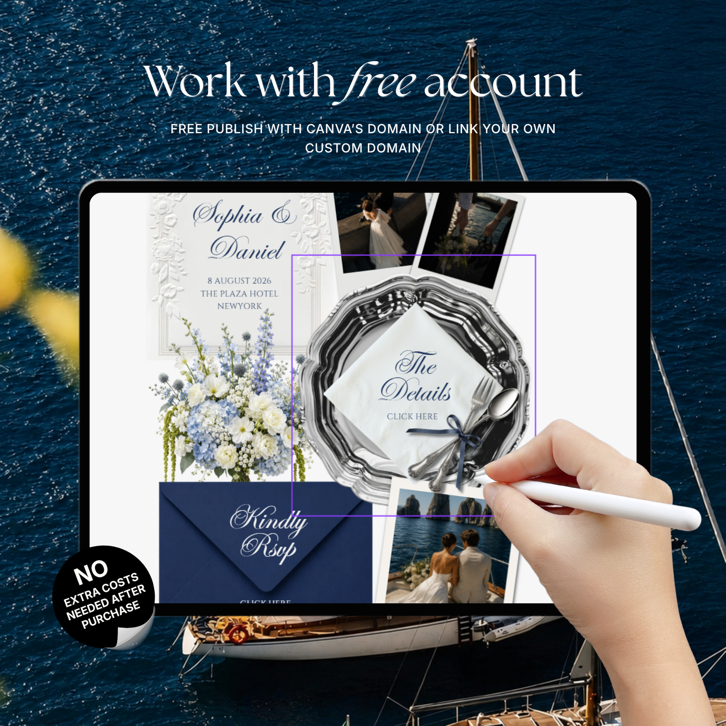 Navy & Dusty Blue Wedding Website Template | Editable Invitation with RSVP, Music and Countdown Timer (Digital Download)