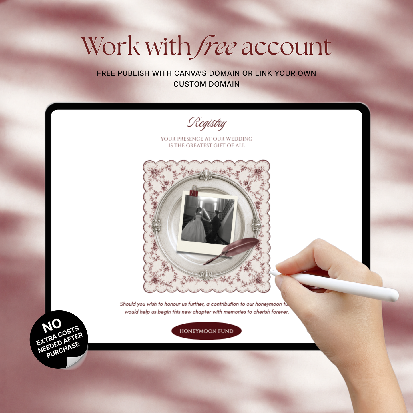 Burgundy & Ivory Wedding Website Template with RSVP | Old Money Digital Wedding Invitation | Instant Download