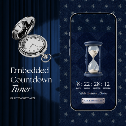 Navy Blue Photo Booth Wedding Website Template | Modern Wedding Invitation with RSVP, Music and Countdown Timer | Instant Download
