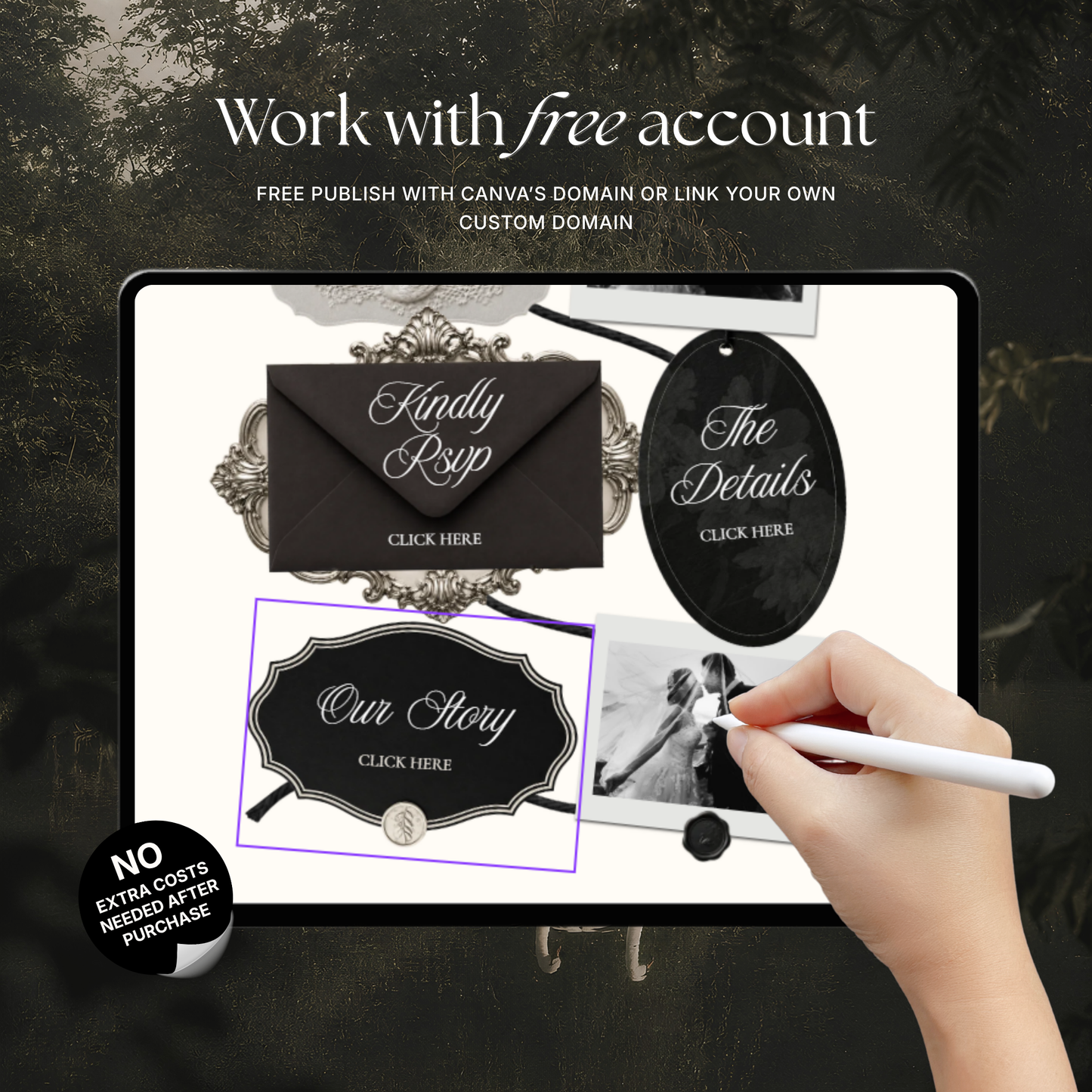 Old Money Wedding Website Template with RSVP, Music and Countdown Timer: Classic Lace Digital Invitation