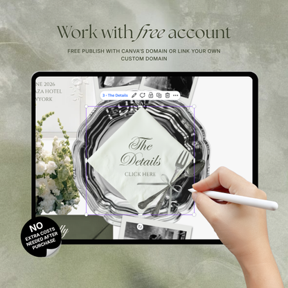 Sage Green Ivory Floral Wedding Website Template with RSVP, Music and Countdown Timer: Editable Canva Website (Digital Download