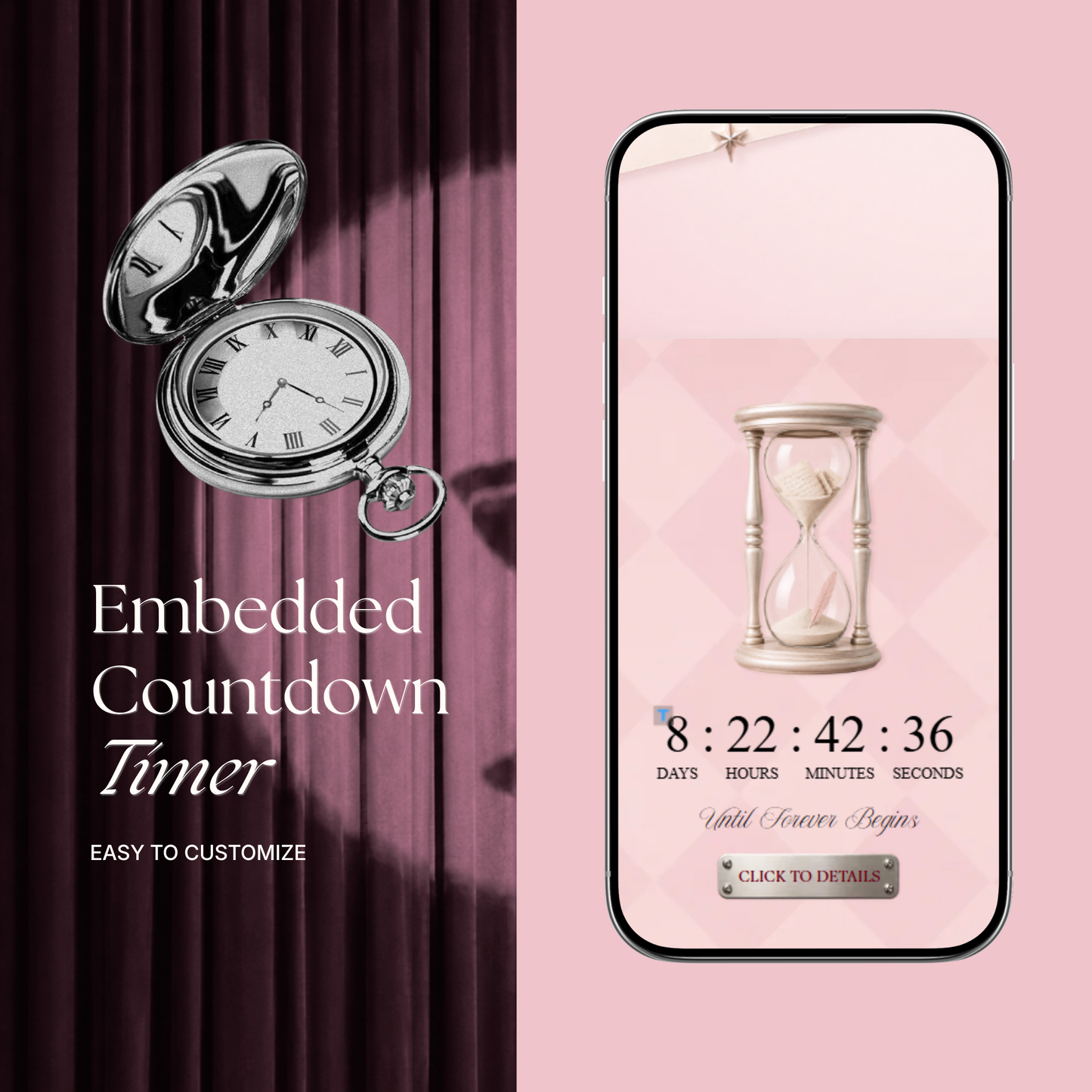 Blush Pink Photo Booth Wedding Website Template | Modern Wedding Invitation with RSVP, Music and Countdown Timer | Instant Download