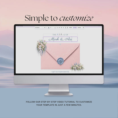 Blush Pink & Blue Floral Wedding Website Template with RSVP, Music and Countdown Timer: Digital Wedding Template (Digital Download)