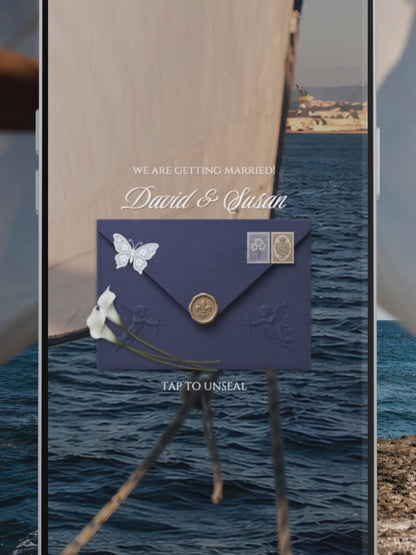 Navy & Dusty Blue Wedding Website Template with RSVP, Music and Countdown Timer: Canva Editable Template (Instant Download)