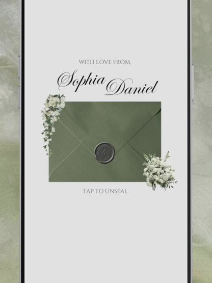 Sage Green Ivory Floral Wedding Website Template with RSVP, Music and Countdown Timer: Editable Canva Website (Digital Download