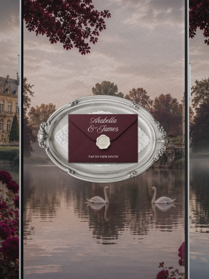 Old Money Burgundy Wedding Website Template with RSVP, Music and Countdown Timer: Digital Invitation (Digital Download)