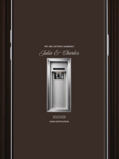 Brown Photo Booth Wedding Website Template | Modern Wedding Invitation with RSVP, Music and Countdown Timer | Instant Download