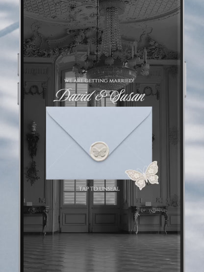 Brown & Dusty Blue Wedding Website Template with RSVP, Music and Countdown Timer: Classic Floral Digital Invitation (Digital Download)