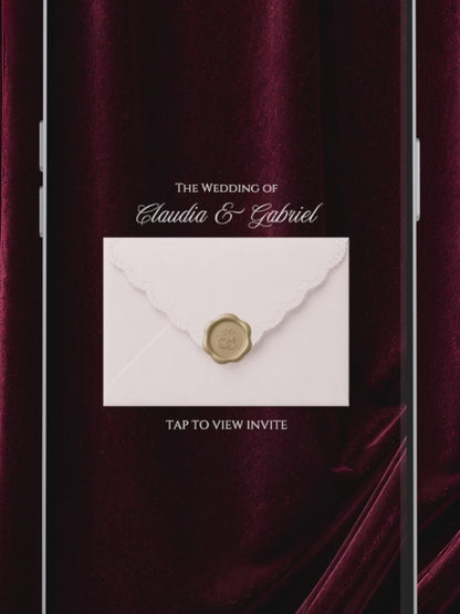 Old Money Wedding Website Template | Burgundy Digital Wedding Invitation with RSVP, Music and Coundown Timer | Instant Download