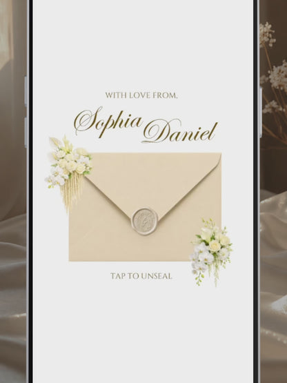 Champagne Beige Vintage Floral Wedding Website Template | Canva Digital Invitation with RSVP, Music and Countdown Timer (Digital Download)