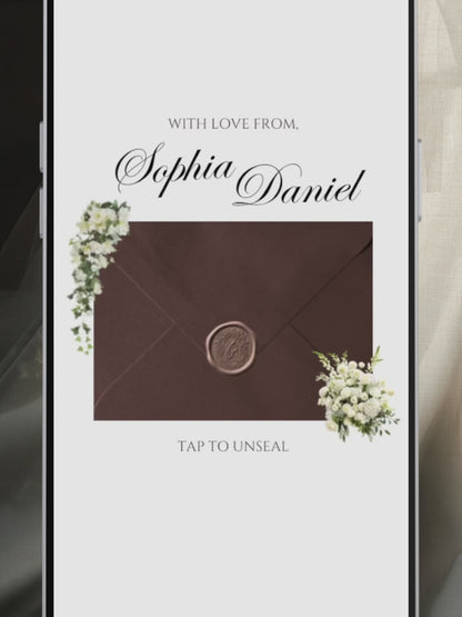 Brown & Ivory Floral Wedding Website Template with RSVP, Music and Countdown Timer: Editable Canva Website (Digital Download)