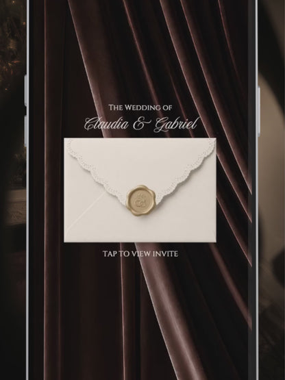 Old Money Wedding Website Template with RSVP, Music and Countdown Timer | Ivory & Brown Digital Wedding Invitation | Instant Download