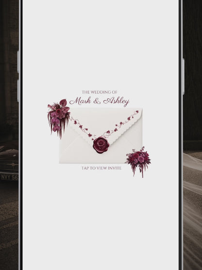 Burgundy & Ivory Vintage Floral Wedding Website Template | Editable Invitation with RSVP, Music and Countdown Timer (Digital Download)