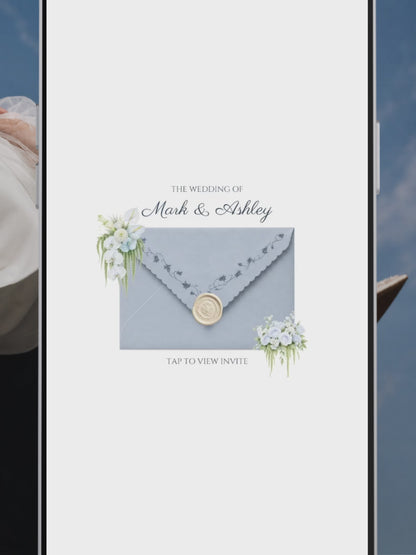 Dusty Blue Floral Wedding Website Template | Digital Wedding Invitation with RSVP, Music and Countdown Timer | Instant Download