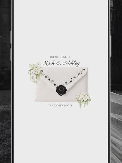 White & Black Floral Wedding Website Template | Editable Invitation with RSVP, Music and Countdown Timer (Digital Download)