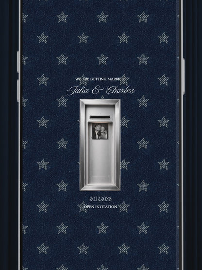 Navy Blue Photo Booth Wedding Website Template | Modern Wedding Invitation with RSVP, Music and Countdown Timer | Instant Download