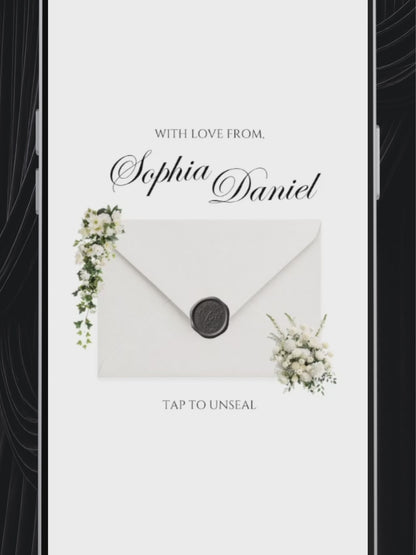 White Black Floral Wedding Website Template with RSVP, Music and Countdown Timer: Digital Wedding Template (Digital Download)