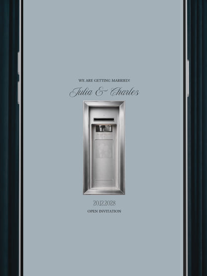 Dusty Blue Photo Booth Wedding Website Template | Modern Wedding Invitation with RSVP, Music and Countdown Timer | Instant Download