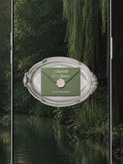 Olive Old Money Wedding Website Template with RSVP, Music and Countdown Timer: Editable Canva Website (Digital Download)