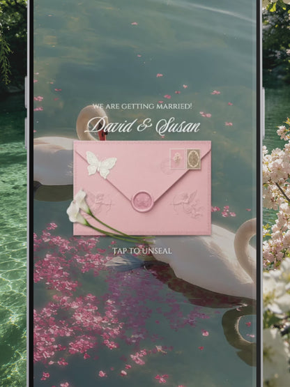 Pink & Green Floral Wedding Website Template with RSVP, Music and Countdown Timer | Wedding Invites (Digital Download)