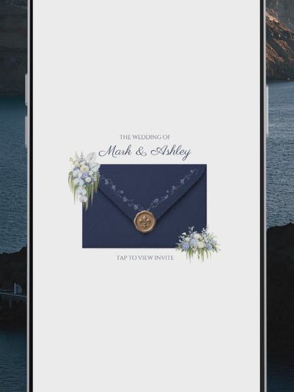 Navy & Dusty Blue Wedding Website Template with RSVP, Music and Countdown Timer | Digital Wedding Template (Digital Download)